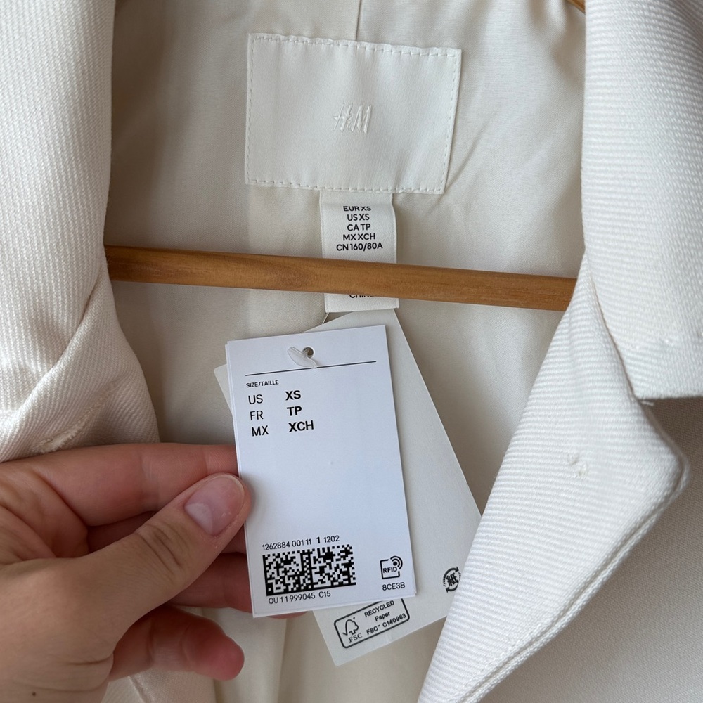 H&M A-line Cream Coat NWT - Picture 5 of 9